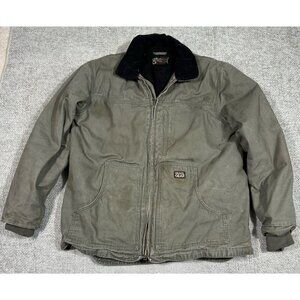 Gravel‎ Gear Coat Mens Large Green Canvas Chore Workwear Grunge Stained